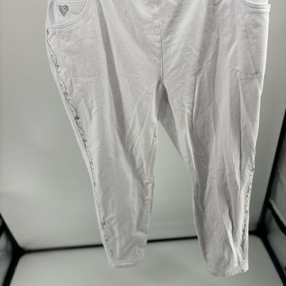 Quacker Factory white embellished dream jeans size 2X 96% cotton - Picture 16 of 16